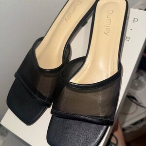 Amazon Black Mesh Slide Heels